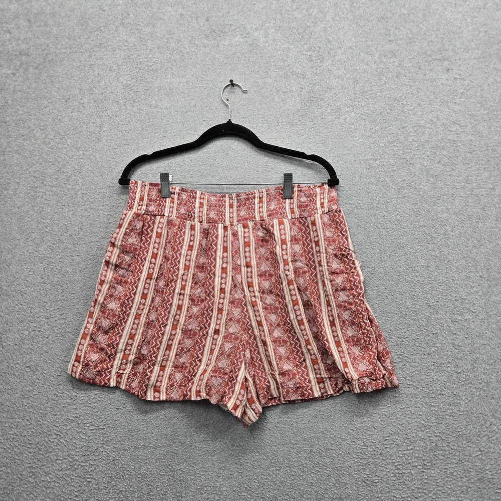 Knox Rose Women Shorts L Red Geometric Boho Cottagecore